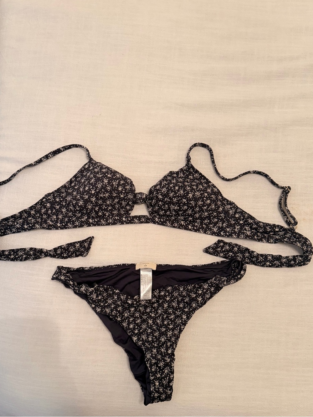 Sezane Navy Floral Tie-Back Women’s Bikini Set